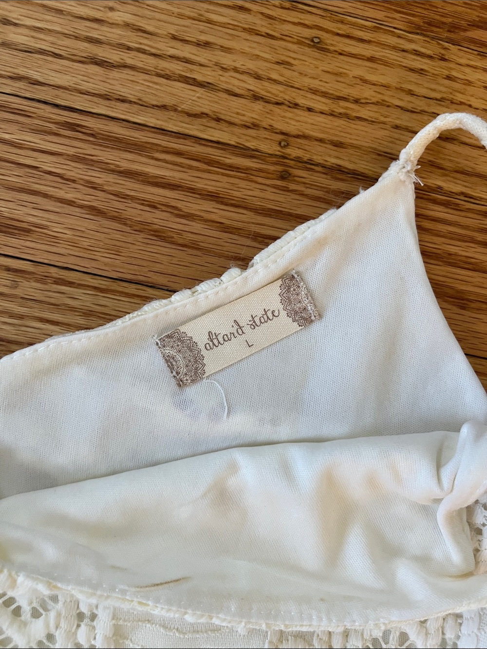 Alland State Ivory Lace Dress Boho A-Line Spaghetti Strap Large - Picture 2 of 5